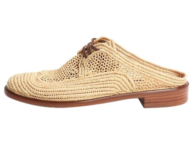 Robert Clergerie Neutral raffia woven mules - size EU 39
