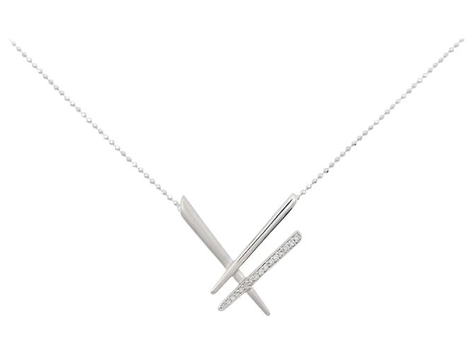 Autre Marque Colar de ouro branco Au750 e diamantes
