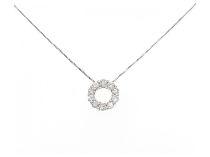 Autre Marque Platin-Diamant-Halskette Silber