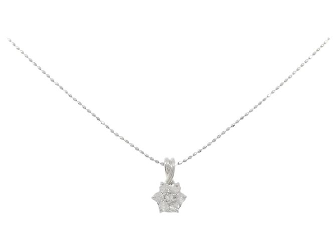 Autre Marque Platin-Diamant-Halskette Silber