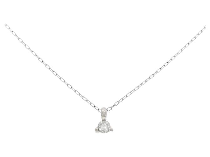 Autre Marque Platin 850 Solitär-Diamant-Halskette Silber