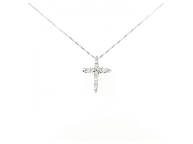 Autre Marque Collana con Croce di Diamanti Pt850 Argento