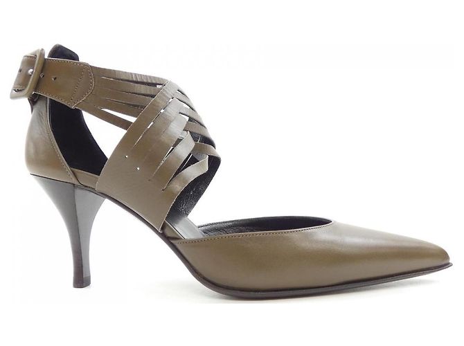 Hermès Hermes 35.5 Leather Pumps Green Khaki