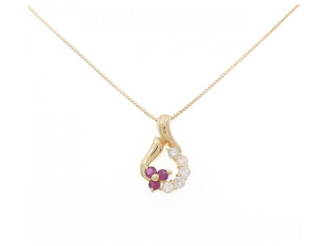 Autre Marque Collana con rubino e diamanti Au750 D'oro