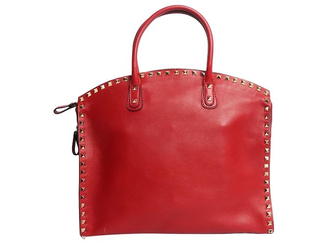Valentino Red rockstud leather top handle bag