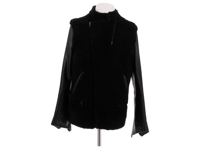 Givenchy Shearling and leather coat Black