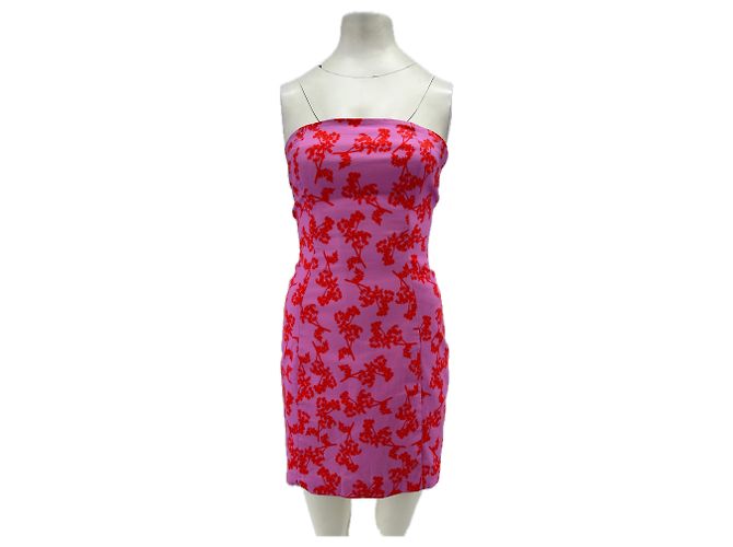 Autre Marque Vestido palabra de honor estampado Rosa