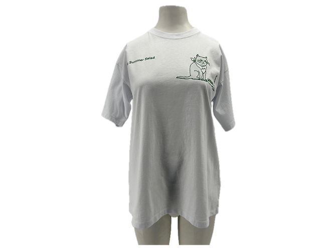 Autre Marque Camiseta blanca con estampado de gato Blanco