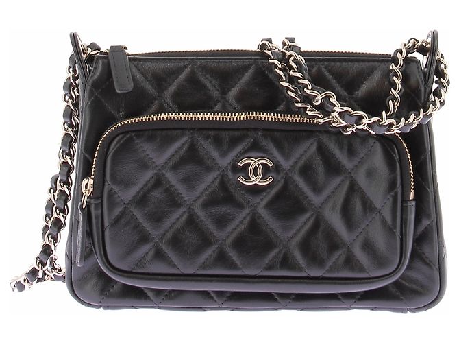 Chanel Borsa "Camera Bag" in pelle matelassé nera Nero