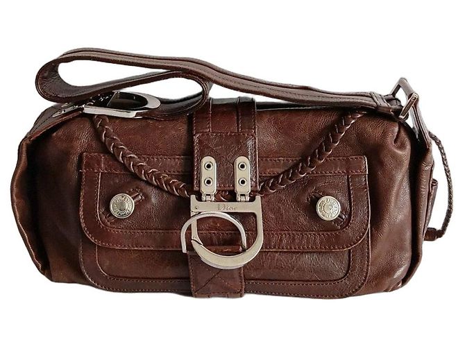 Dior Flight brown leather shoulder bag