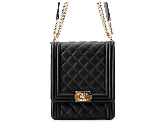 Borsa a tracolla Chanel Boy in agnello Nero