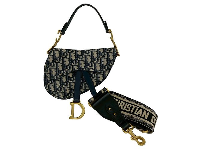 Borsa Saddle Oblique Christian Dior Blu navy