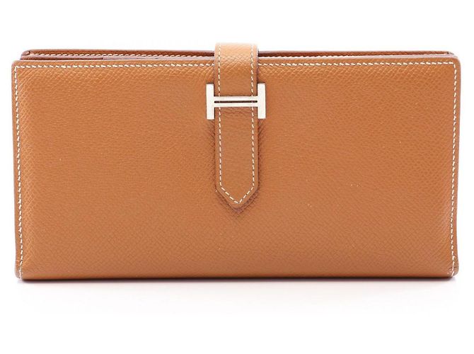 Hermès Portefeuille long bi-fold Hermes Bearn Soufflé Gold Marron