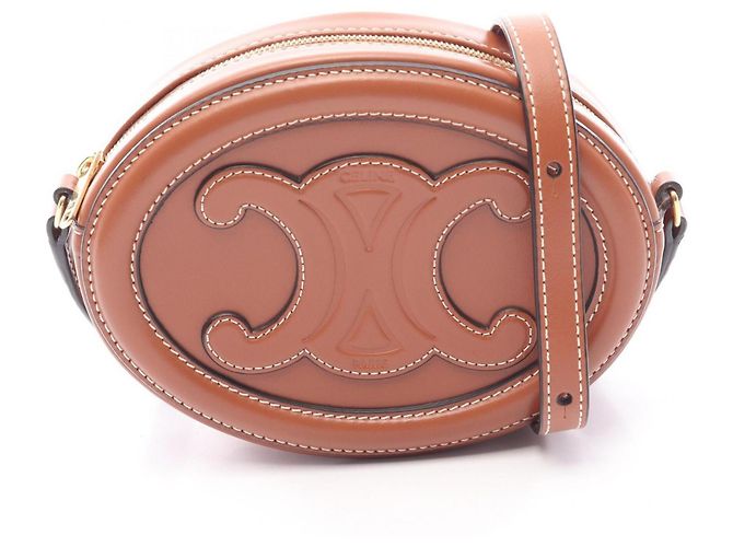 Céline Bolsa de ombro Celine Triomphe Oval Purse Cuile Marrom