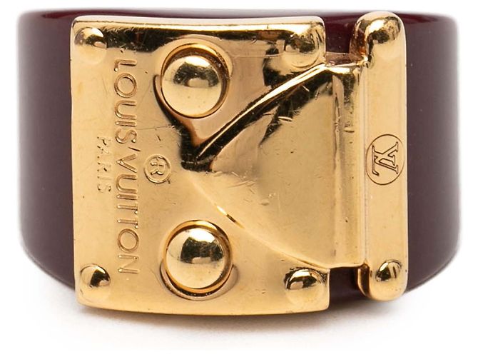 Anello Lock Me in resina rossa e placcato oro Louis Vuitton M Rosso Bordò