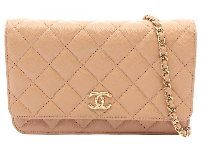 Sac à bandoulière Chanel Matelassé en cuir beige