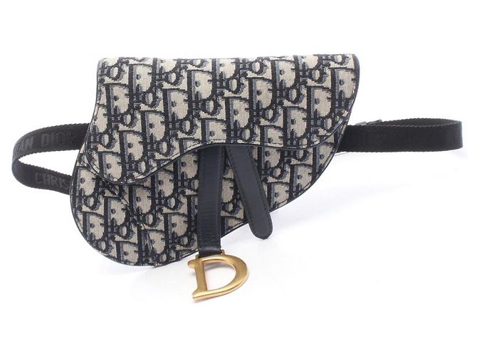 Borsa Saddle Christian Dior in blu navy e beige