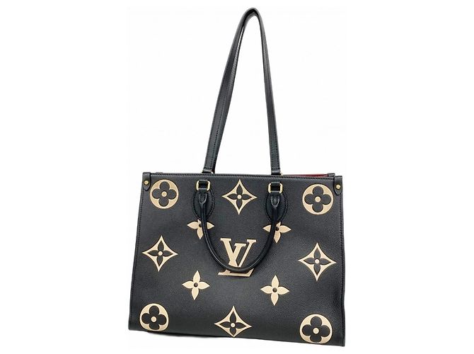 Borsa Tote Louis Vuitton Monogram Empreinte Bicolor OnTheGo MM Nero Beige
