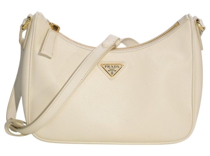 Prada Bianco 1 Bolsa de ombro em couro Saffiano Lux 1BC204 Branco