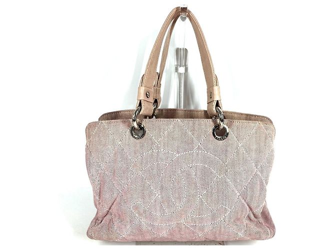 Bolso de hombro de algodón rosa Chanel