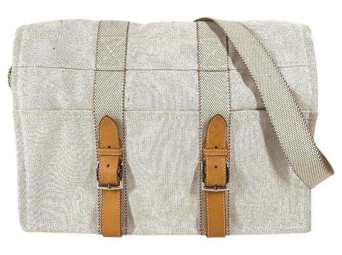 Hermès Sac à bandoulière en coton et cuir beige Hermes