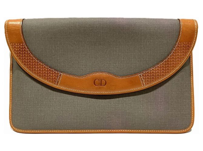 Christian Dior Clutch Bag Grau Braun