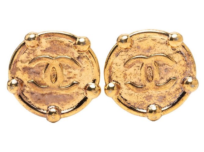 Timeless Orecchini tondi Chanel Vintage Coco Mark D'oro