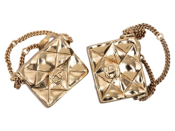 Orecchini a clip Chanel Coco Mark Matelassé Handbag D'oro
