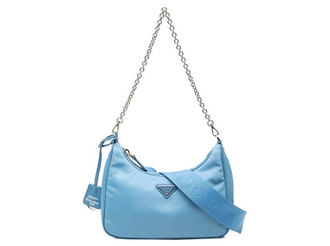 Borsa con placca logo Triangle Prada Blu 