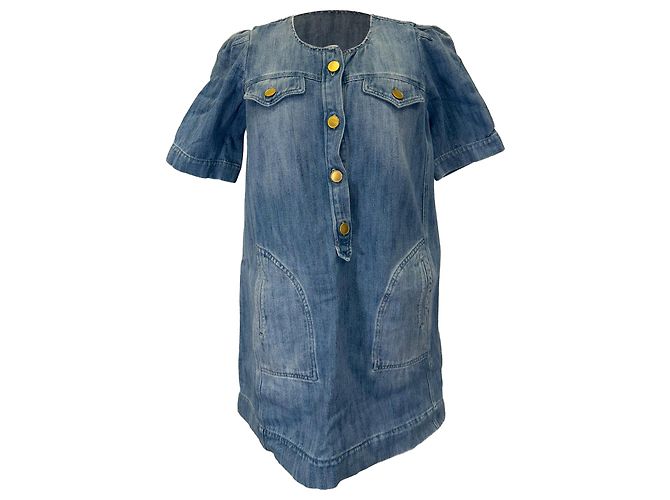 Vestido mini Oriane em denim de algodão azul Isabel Marant Etoile