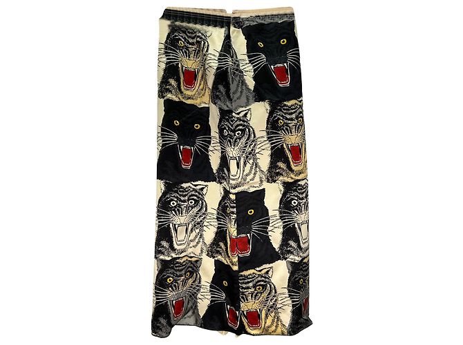 Gonna Gucci 2017 Tiger Head in seta multicolore