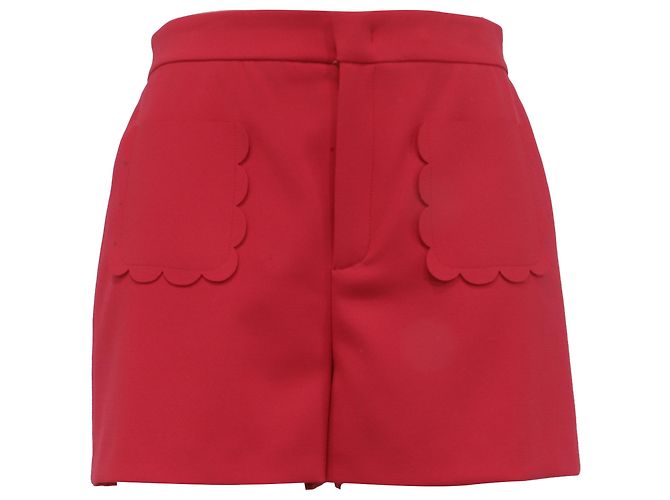 Red Valentino Mini-Shorts mit Wellenrand aus rotem Polyester