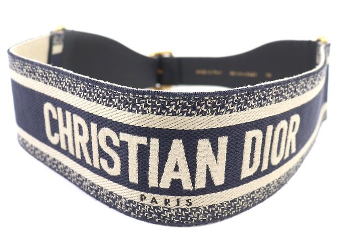 Christian Dior Embroidery Canvas Belt Blue