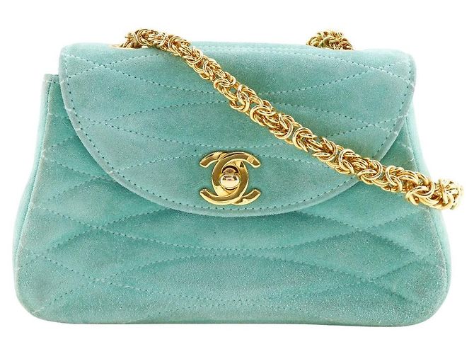 Classique Sac à main en daim Chanel Vert