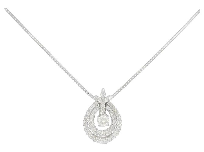Autre Marque Au750 Weißgold 2way Diamant-Halskette Silber