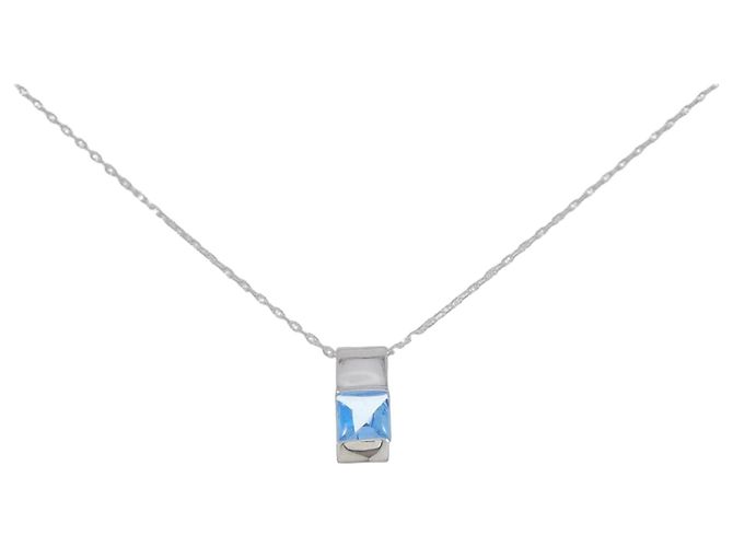 Autre Marque Collar de oro blanco Au750 y topacio azul