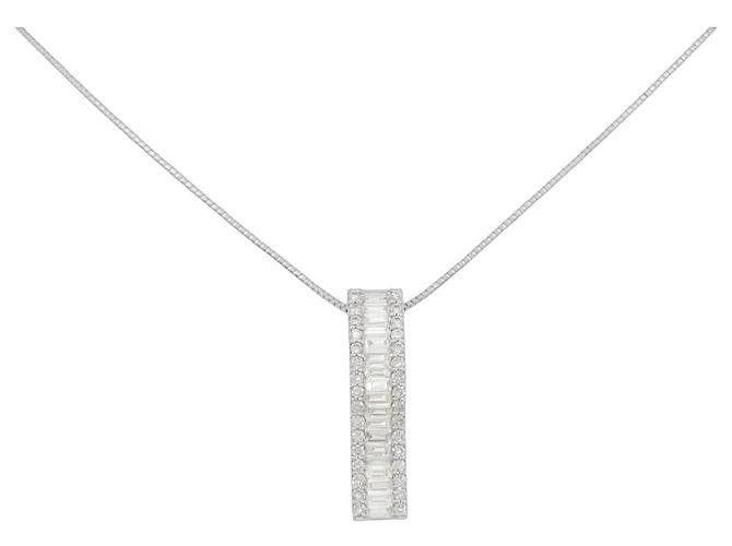 Autre Marque Diamant-Halskette PT900 PT850 Silber