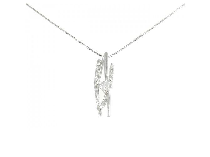 Autre Marque Pt900/Pt850 Diamant-Halskette Silber