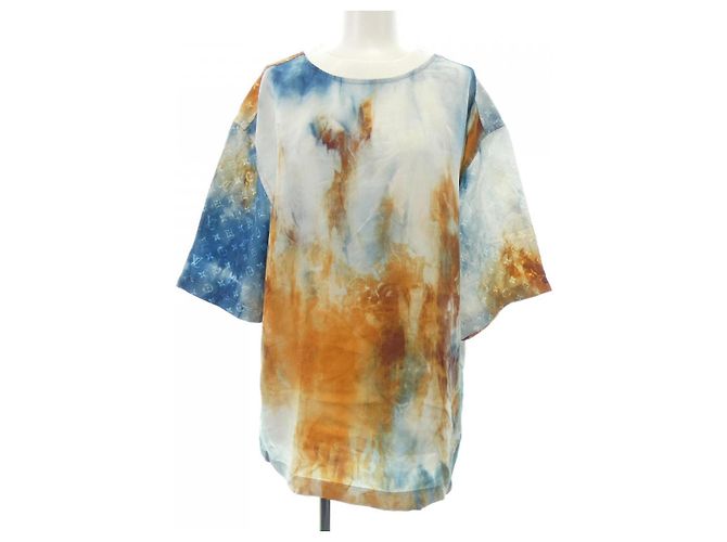 Graceful T-shirt en soie Louis Vuitton Marron Bleu Bleu Marine