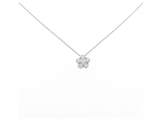 Autre Marque Collier fleur en diamant et platine Argenté