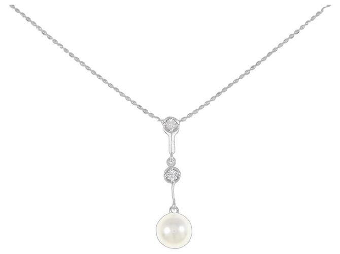 Autre Marque Colar de pérolas Akoya em ouro branco Au750