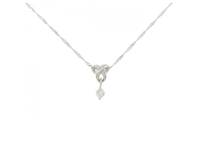 Autre Marque Platin-Diamant-Halskette Silber