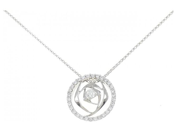 Autre Marque Colar de ouro branco 750 e diamantes Prata