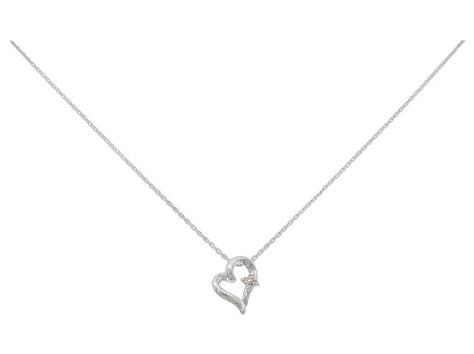Autre Marque Collar de oro blanco de 10K y diamantes Plata