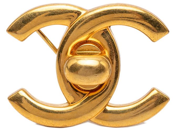 Spilla Chanel Vintage Coco Mark Turnlock D'oro