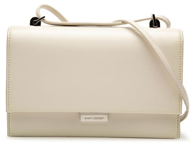 Saint Laurent Crossbody Flap Schultertasche aus weißem Leder