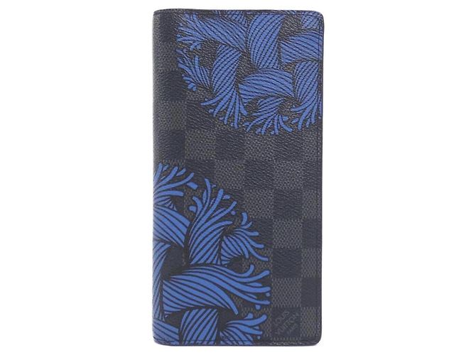 Louis Vuitton Damier Graphite Portefeuille Brazza Wallet Blue Damier ebene