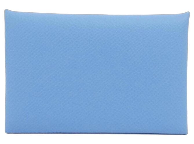 Hermès Tarjetero Hermes Calvi - Cuero Epsom Celeste Azul claro