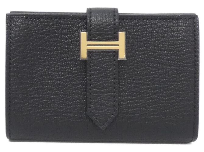 Hermès Hermes Bearn Mini Wallet Black Golden