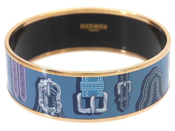 Hermès Bracelet jonc Hermes HERMES Email GM Bleu Multicolore Doré 
